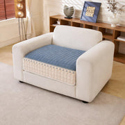 Waffle Quilt Corduroy Chenille Sofa Cover – Quilted, Non-Slip, Washable & Durable Protector (Blue)