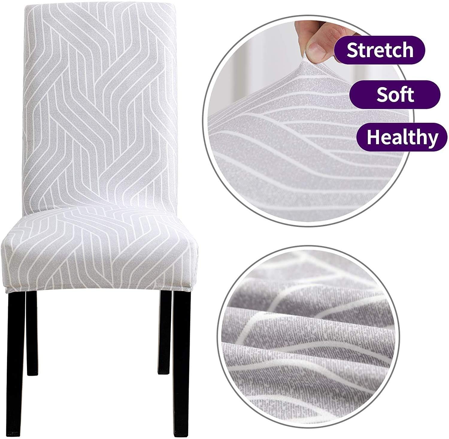 Polyester Spandex Printed Chair Cover Slipcover (Complex Grey)