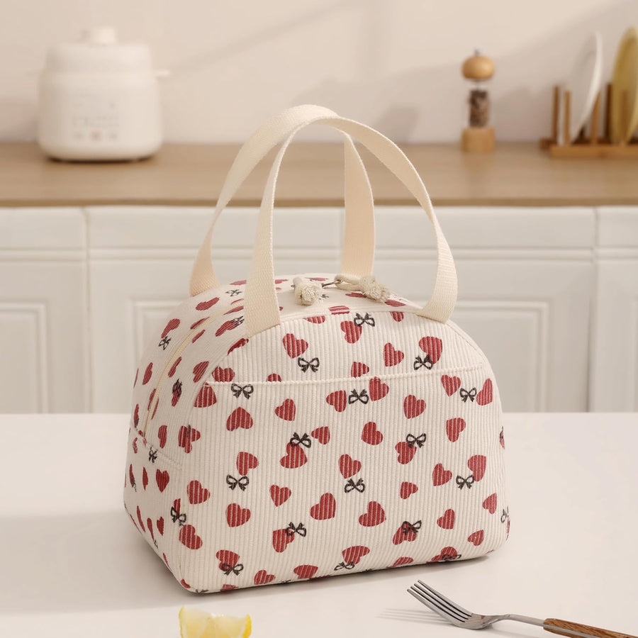 Corduroy Insulated Lunch Bag – Reusable Thermal Tote for Office, Picnic & Travel