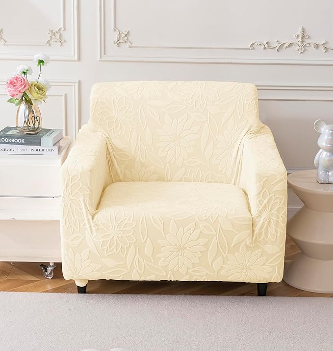 Universal Jacquard Waterproof Camellia Fabric Sofa Cover (Beige)