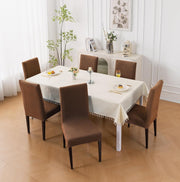 Decorative Dining Chair Cover – 220 GSM Stretch Jacquard Fabric (Brown)
