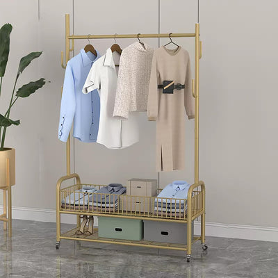 Rolling Metal Clothes Rack with 6 Side Hooks