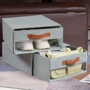 Foldable Closet Storage Bin with Clear Window & Handles Organizer for Clothes (Grey)