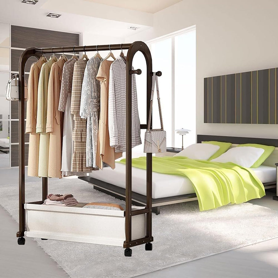 Portable Wooden Garment Rack Free-Standing Armoire-70 CM