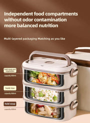 304 Stainless Steel Bento Lunch Box – Stackable, Leakproof, Microwave Safe with Insulated Case & Cutlery