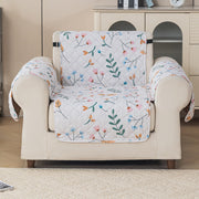Gulnaar Series Anti-Slip Sofa Cover Mat with Pocket – Polyester Couch Protector(Blush Meadow)