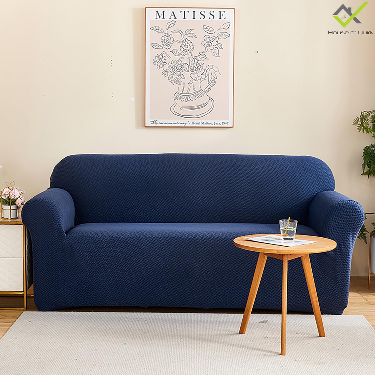 Universal Fleece Fabric Sofa Cover(Navy Blue)