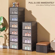 6-Layer Foldable & Stackable Shoe Cabinet with Transparent Front Door (Transparent)