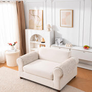 Rabbit Plush Sofa Mat Floral Design - Almond