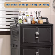 Foldable Storage Box Cart with Handle & Wheels (Black)