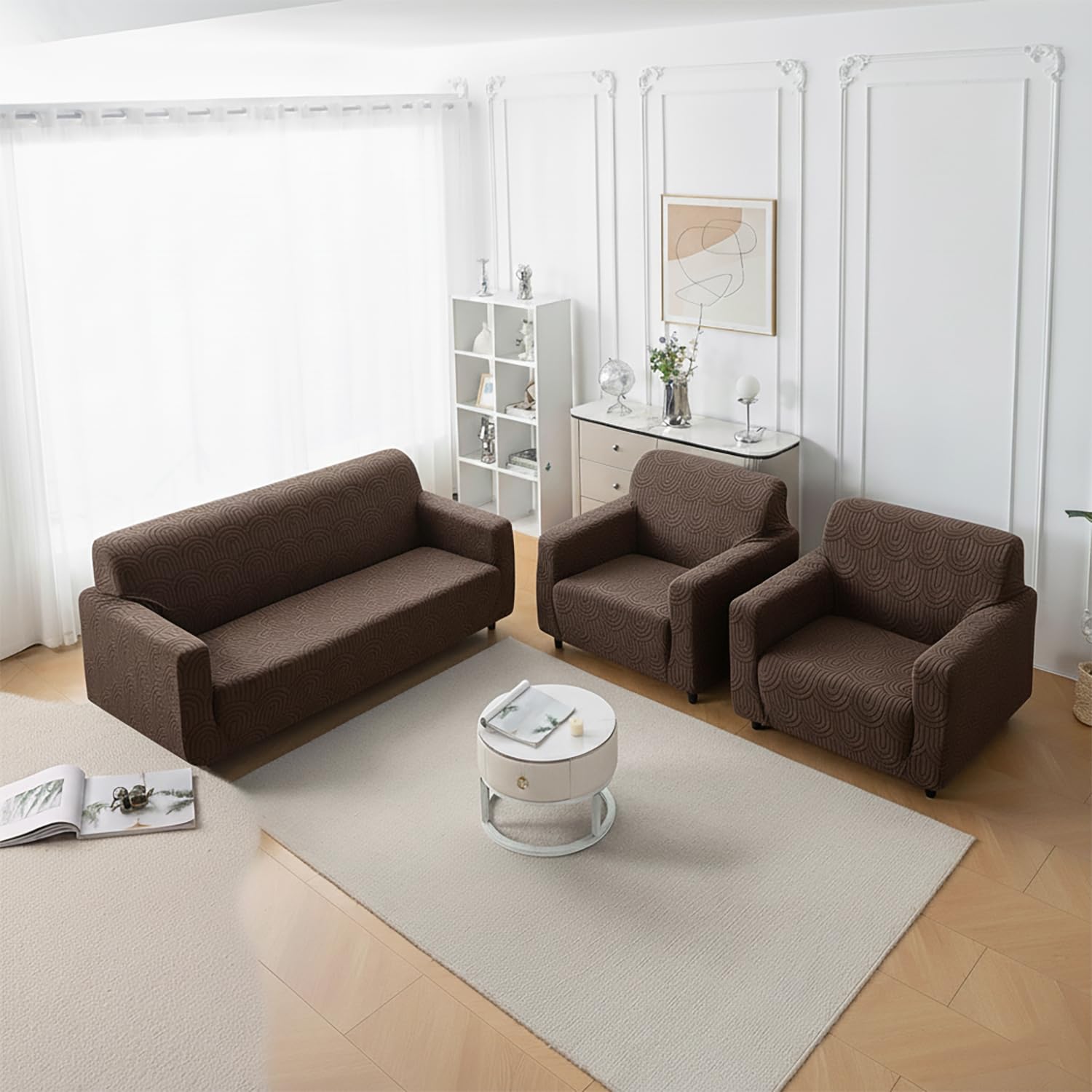 Jacquard 220 GSM Stretchable Sofa Cover (3+1+1)