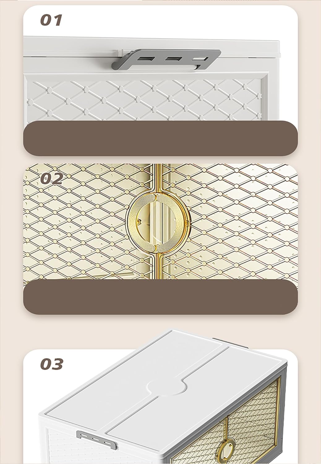 Plastic Storage Bins for Closet Organizers with Open Front Door (White)