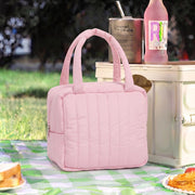 Striped Design Soft Insulated Lunch Bag