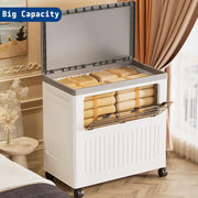 Foldable Storage Box with Lid & Wheels (White/Grey, 58cm)