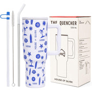 1200ML Stainless Steel Tumbler with Lid, Handle & Straws - (1200 ML)