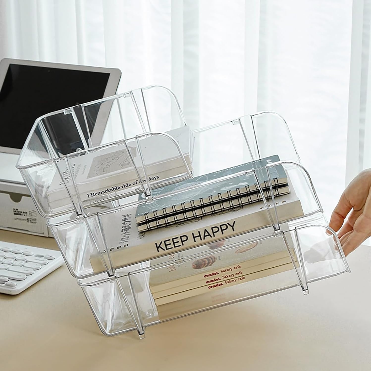 File Organizer, Acrylic Stackable Desk Organizers (Set of 2)