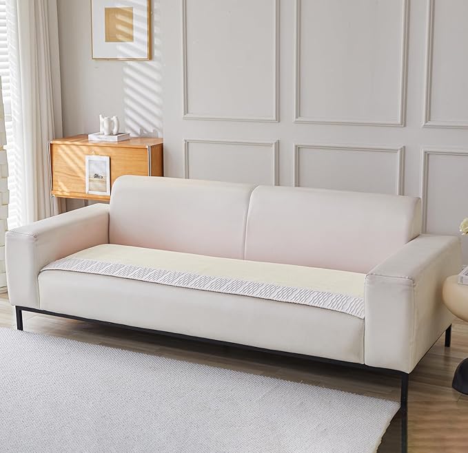 Velvet Sofa Covers Corduroy French Style 1/2/3/4 Seater (Cream)