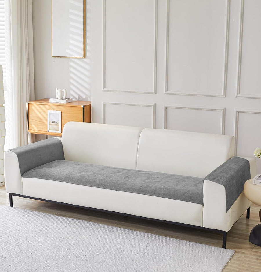Herringbone Chenille Sofa Cover Set – 3 Pcs (2pc Armrest Covers 50x70cm + 1pc Seat Cover) Grey