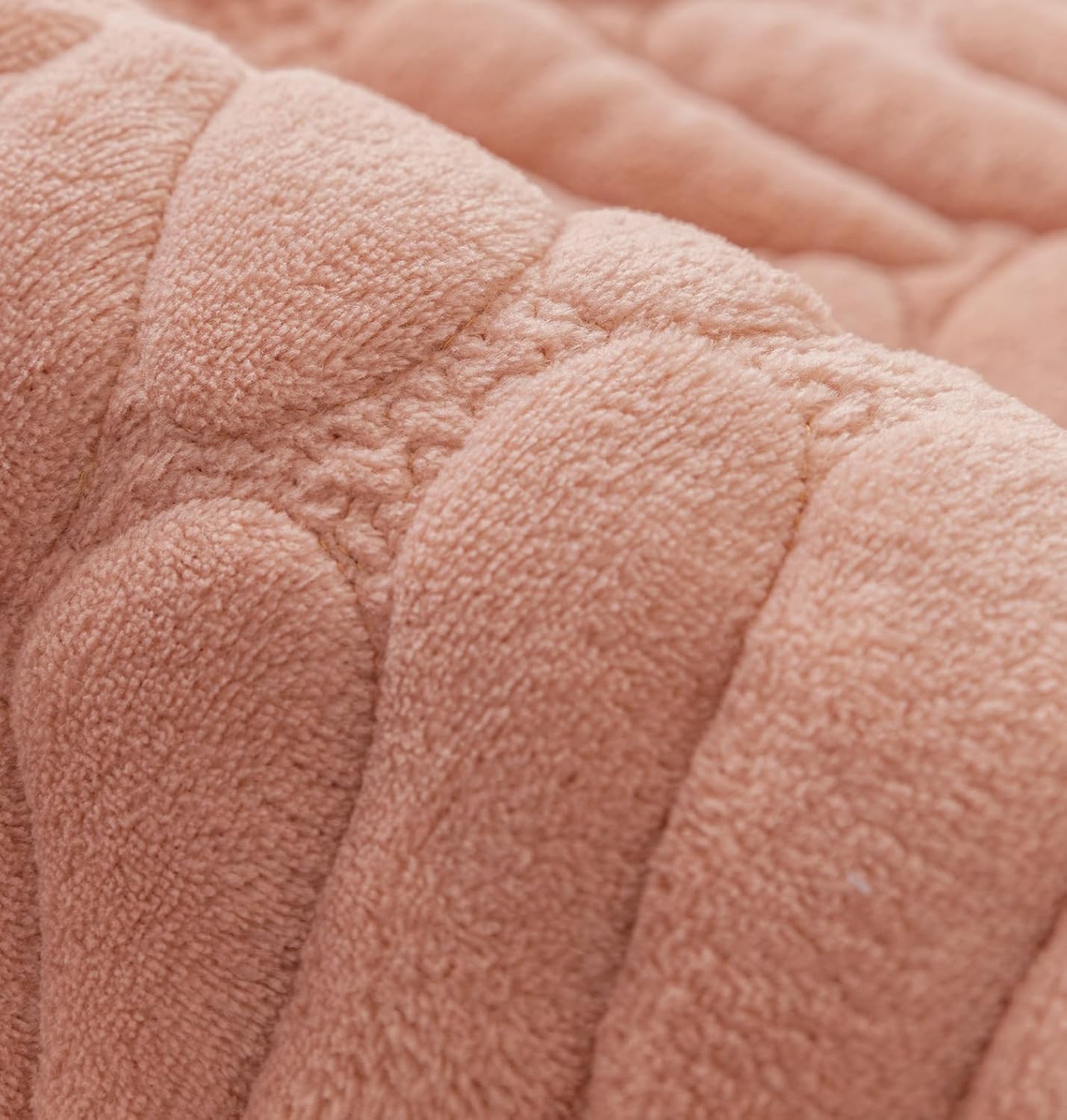 Sofa Cover Mat Leaf Coral Fleece Chenille Fabric Seater Sofa (Peach)