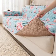 Gulnaar Series Anti-Slip Sofa Cover Mat with Pocket – Polyester Couch Protector(Rose Cloud)