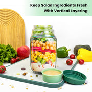 Portable Salad Pod Mason Jar with Leakproof Dressing Compartment – Reusable Travel Salad Container (Transparent)