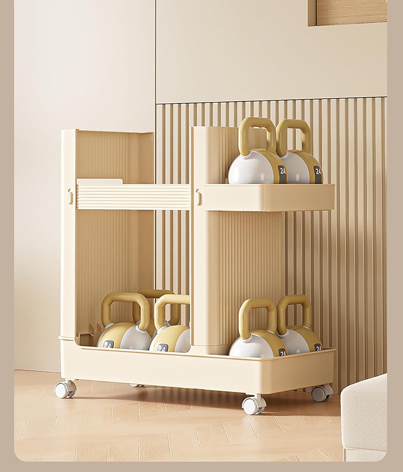 Yoga Mat & Gym Equipment Storage Rack with Wheels