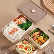 304 Stainless Steel Bento Box – 3 Leakproof Containers with Insulated Carry Case (Beige)