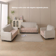Reversible Printed Quilted Sofa Cover Mats for 1/2/3/4 Seater Sofa Cover- Beige Blush