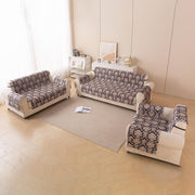 Quilted Printed Sofa Cover for Indian Sofa Set – Washable (Black Motif)