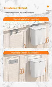 Hanging Kitchen Trash Can With Lid Hanging Wall Storage Bucket (7 lItre, White)