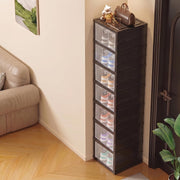 6-Layer Foldable & Stackable Shoe Cabinet with Transparent Front Door (Transparent)