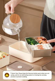 304 Stainless Steel Bento Box – 3 Leakproof Containers with Insulated Carry Case (Beige)