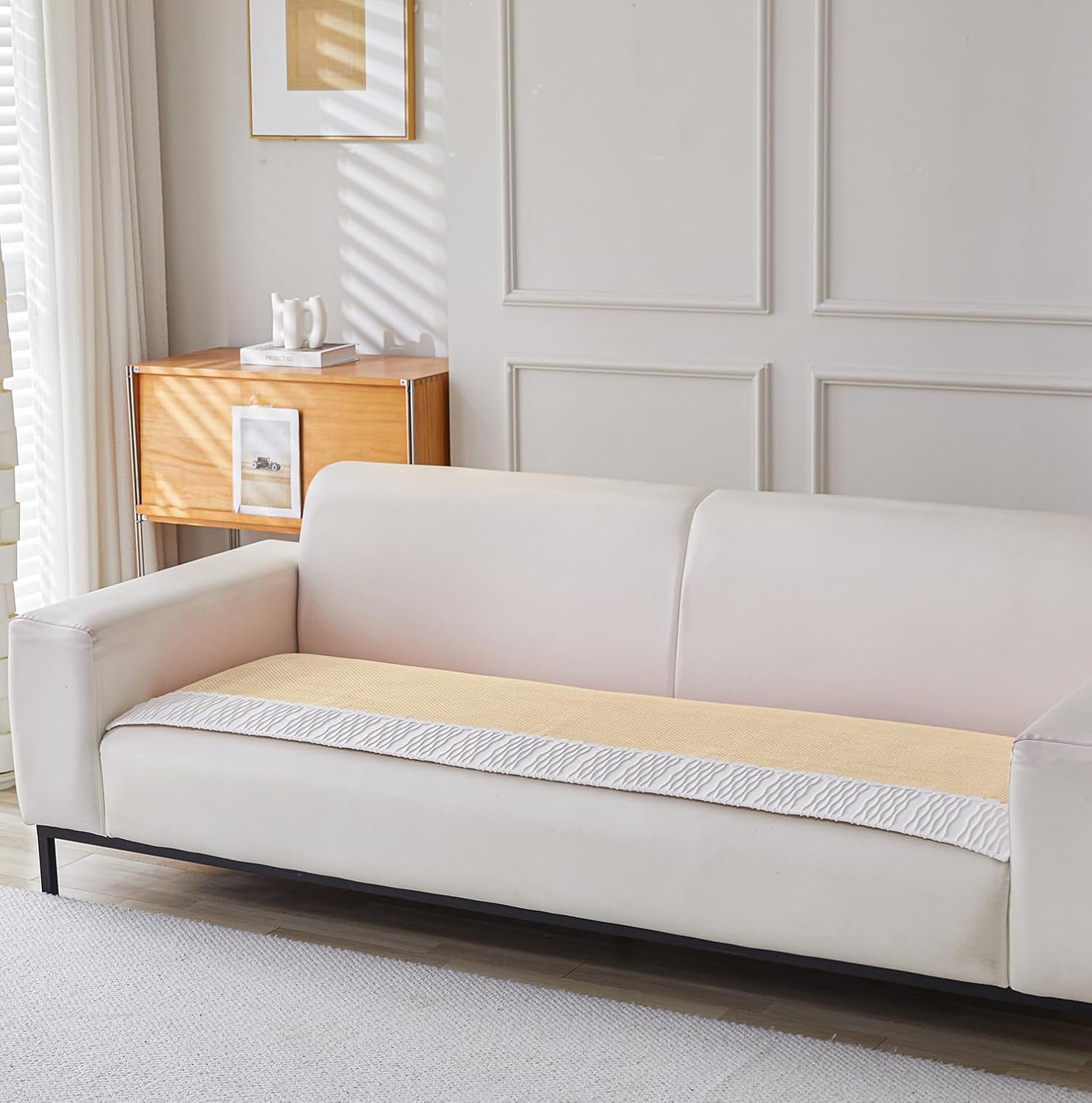 Corduroy French Style Sofa Cover Set – 3 Pcs Set (2pc Armrest Covers 50x70cm + 1pc Seat Cover) Gold