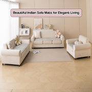 Printed Sofa Cover for Indian Sofa Set Quilted, Washable & Durable (Grey Garland)