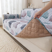 Gulnaar Series Anti-Slip Sofa Cover Mat with Pocket – Polyester Couch Protector(Fallen Leaves)