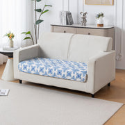 Printed Quilted Sofa Cover for 1/2/3/4 Seater Anti-Slip- Indigo Motif