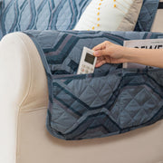 Gulnaar Series Anti-Slip Sofa Cover Mat with Pocket – Polyester Couch Protector(Urban Prism)