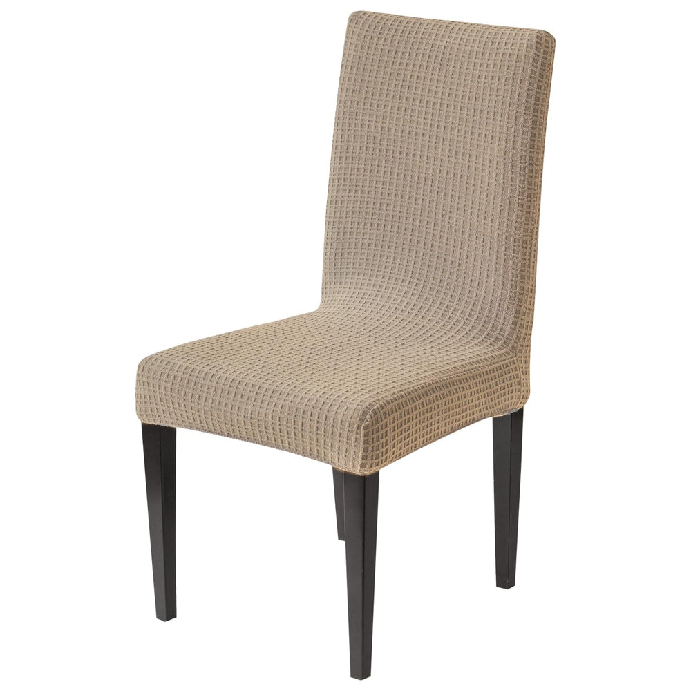 Decorative Dining Chair Cover – 220 GSM Stretch Jacquard Fabric (Khaki)