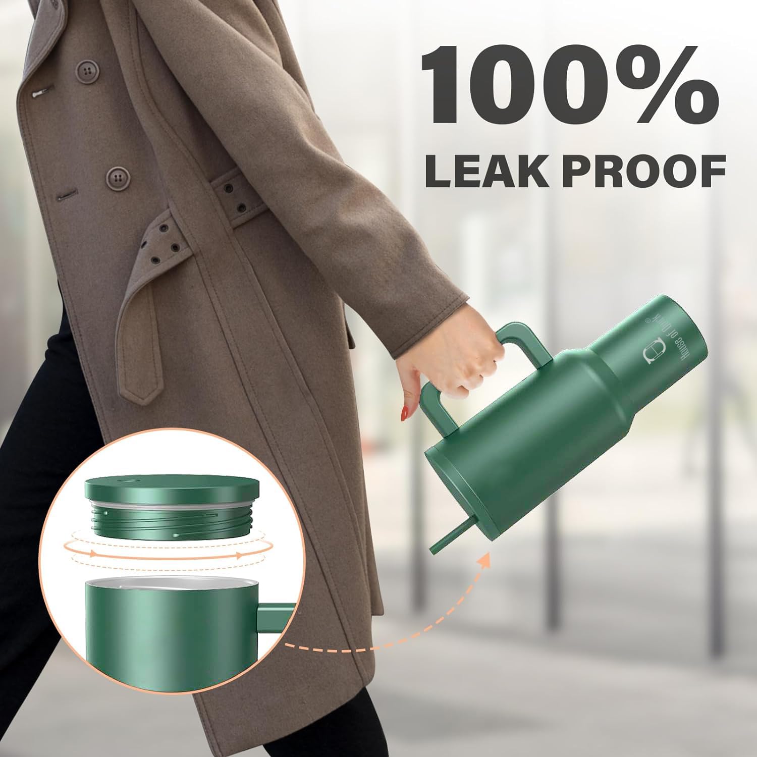 Stainless Steel Vacuum Insulated Tumbler with Straw and Lid & Handle - (1200 ML)