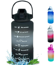 2000 ML Motivational Water Bottle With Straw and 3D stickers- (Pack of 1)