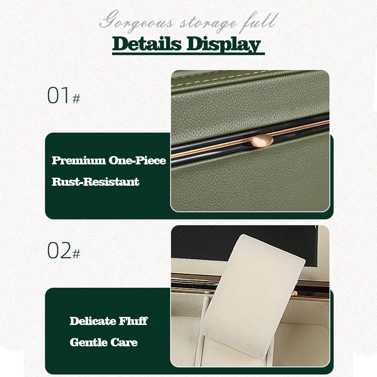 6-Slot Watch Box Organizer with Glass Lid, Removable Watch Pillows, Synthetic Leather Watch
