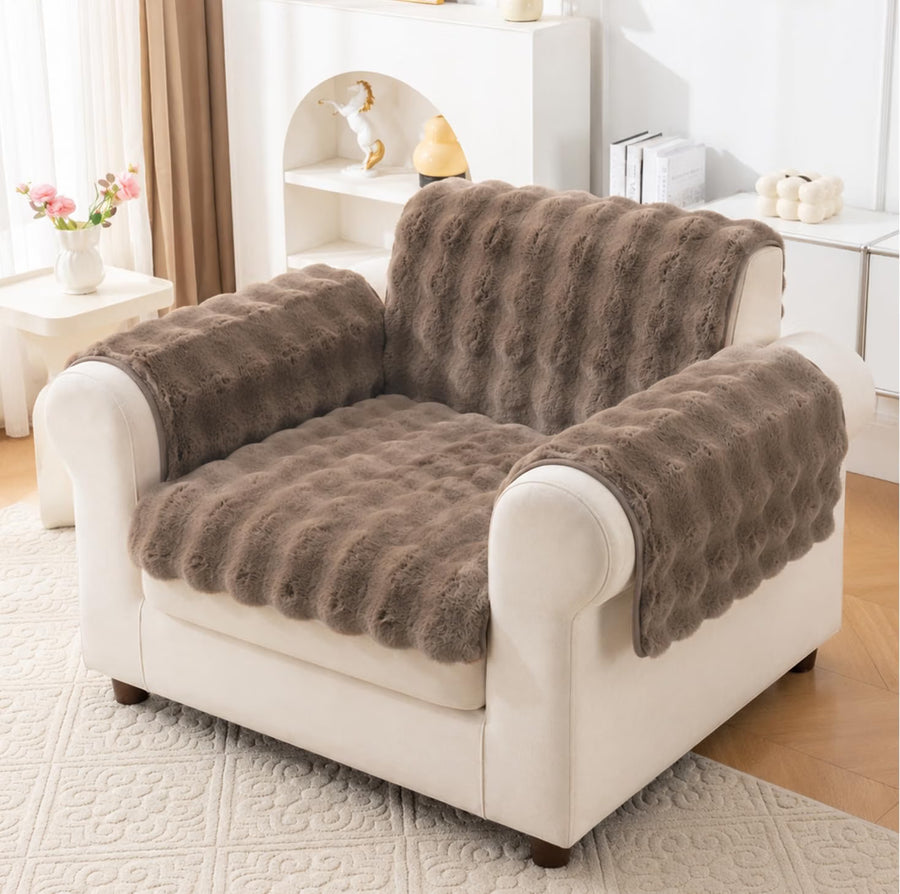 Rabbit Plush Sofa Cover Design - Mocha