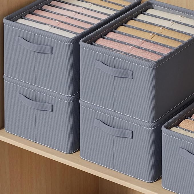 Fabric Wardrobe Clothes Organizer (Big Grids, Grey)