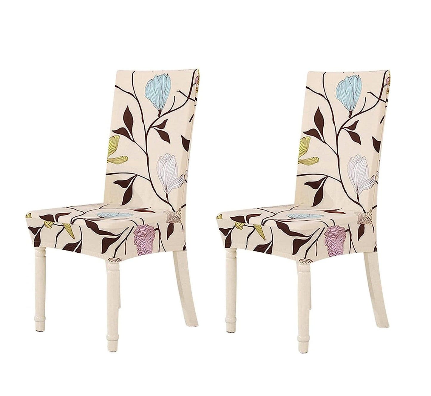 Printed Chair Cover-(Cream Brown Leaf)