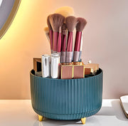 Makeup Brush Holder Organizer, 360° Rotating 5 Slot Make up Brushes Cup for Desktop Organizer (Green)