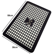 Absorbent Quick Dry Bath Mat - Thin Bathroom Rugs Non Slip, Flat, Fast Drying (Bear, Brown/White Check)