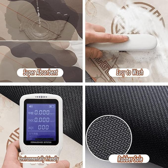 Absorbent Quick Dry Non Slip, Washable Bath Mat (Yourself Black Flower)