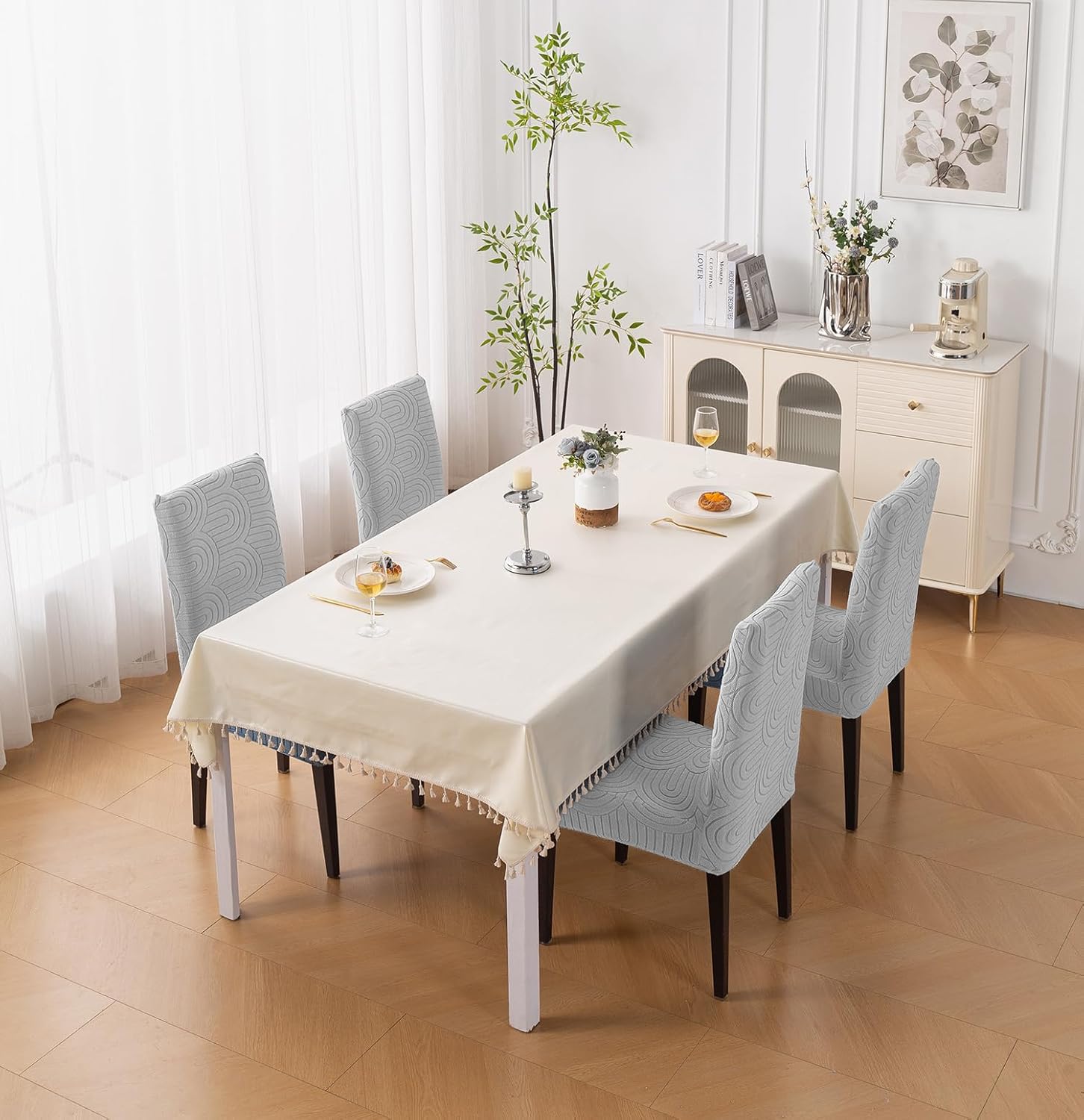 Premium Stretch Chair Cover – 220 GSM Jacquard Fabric (Grey)