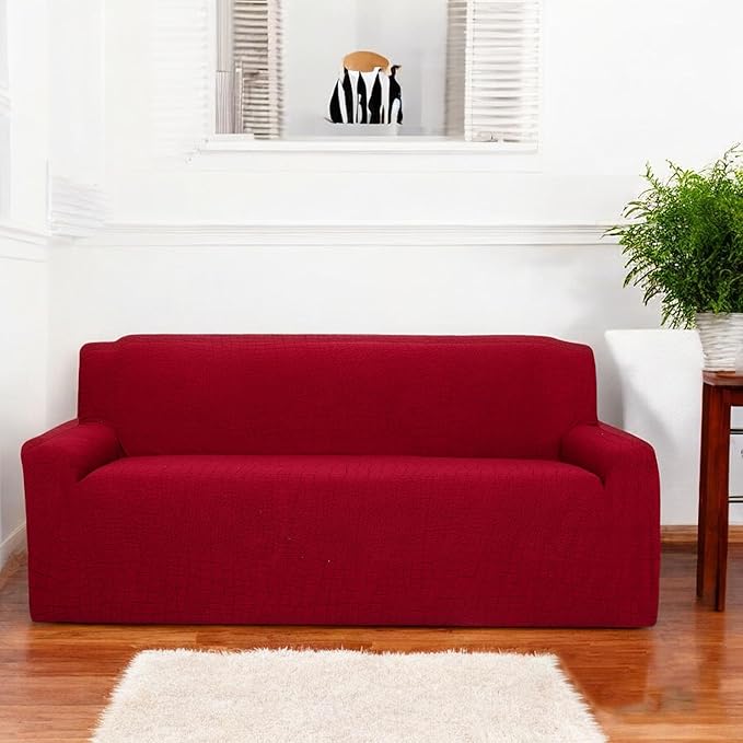 Universal Crocodile Texture Jacquard Fabric Sofa Cover (Wine)