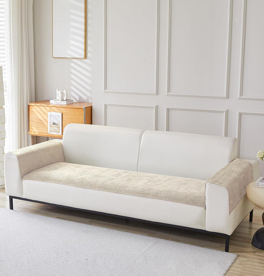 Herringbone Chenille Sofa Cover Set – 3 Pcs (2pc Armrest Covers 50x70cm + 1pc Seat Cover) Beige